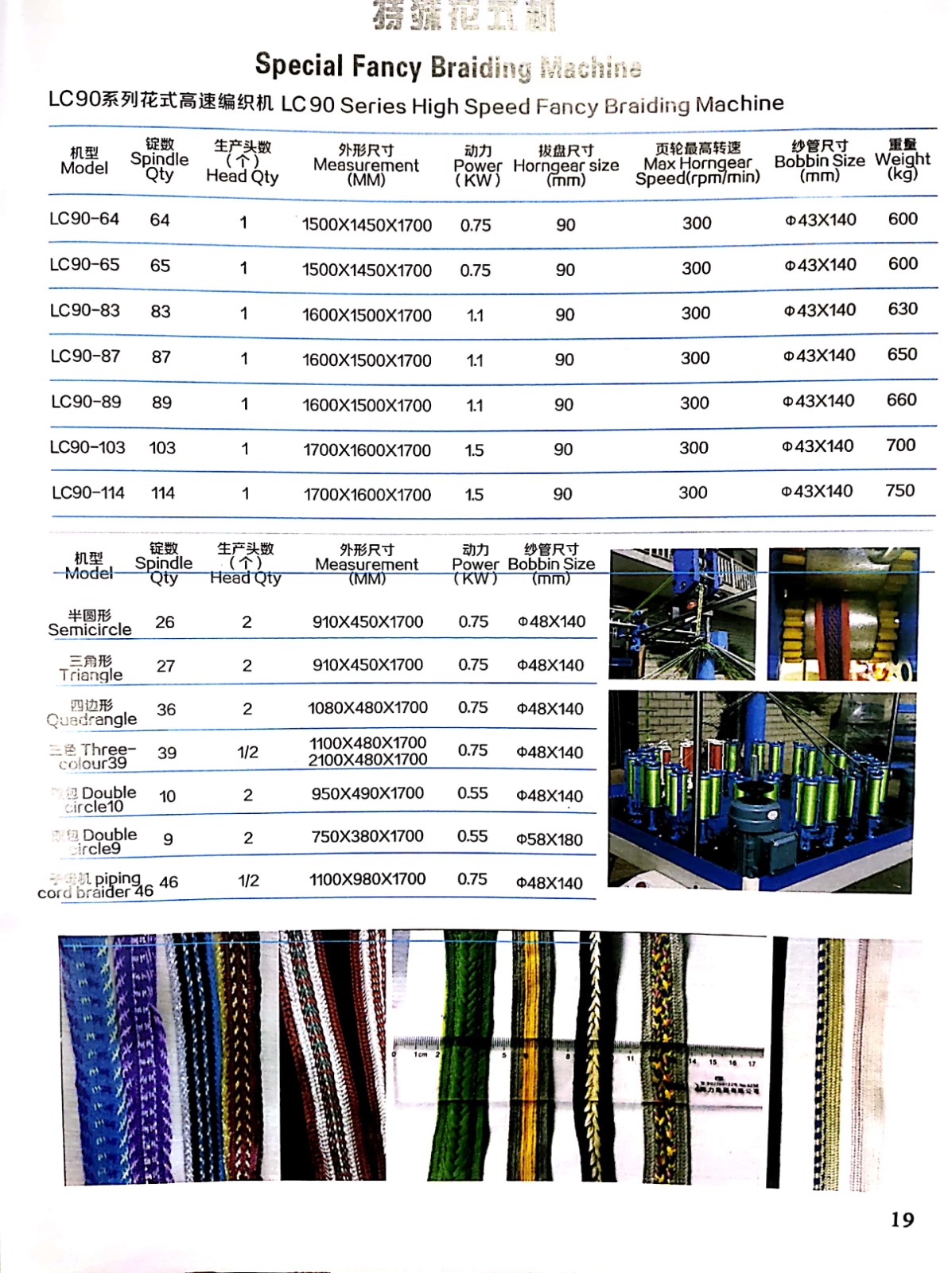 LC90-26-2 Fancy cotton polyester braiding machine