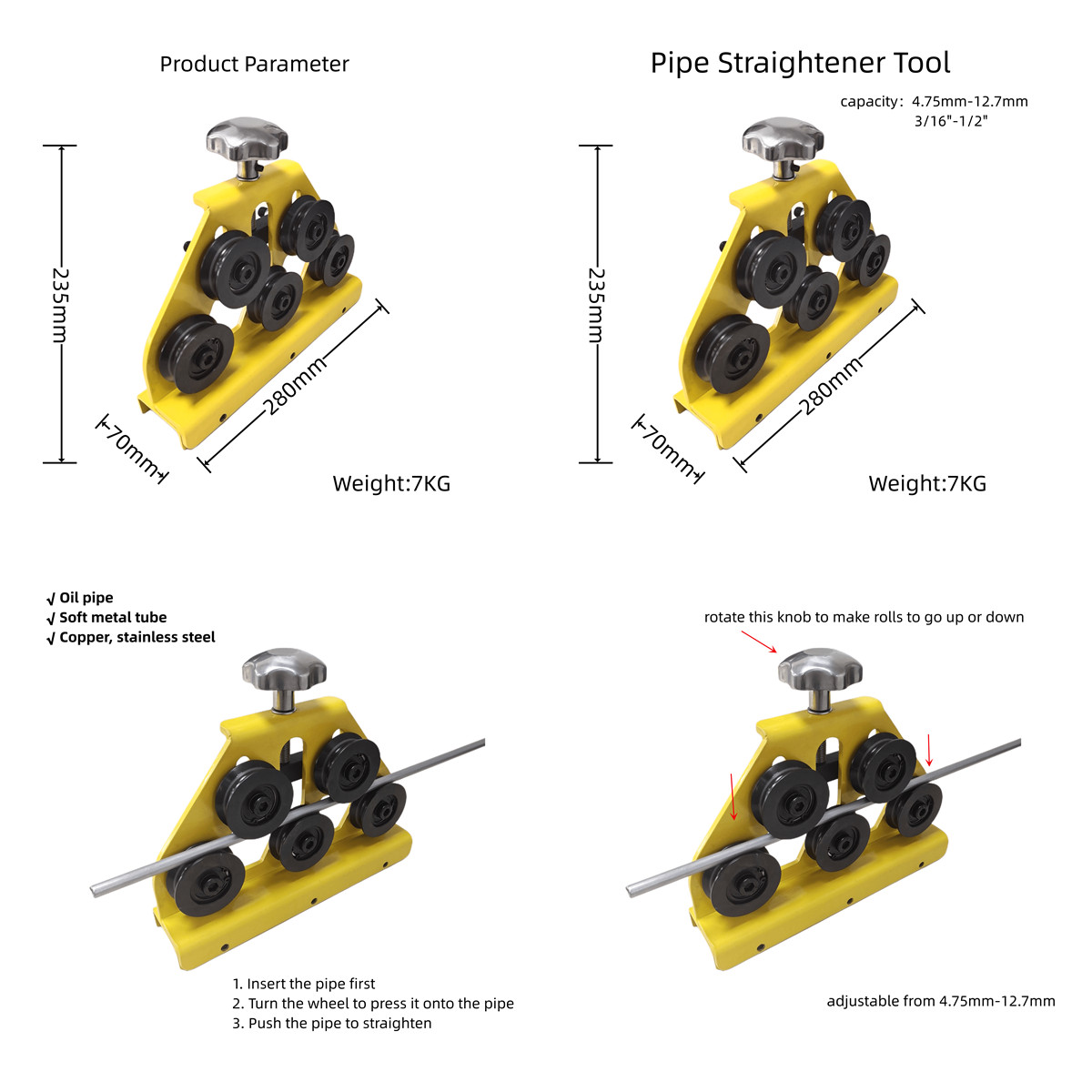 4.75mm-12.7mm pipe special high quality tubing straightening machine