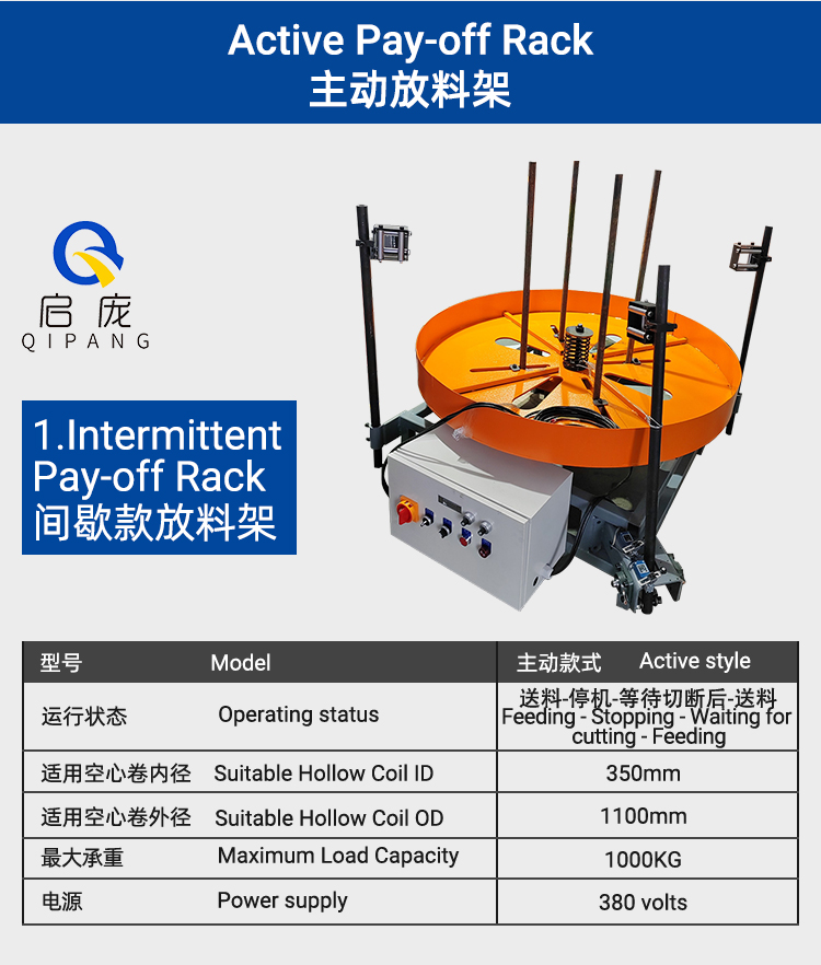 Copper Pipe Hollow Roll Active Motor Pay off Rack used in Straightening and Cutting Machine Copper Pipe Hollow Roll Active Motor Pay off Rack used in Straightening and Cutting Machine