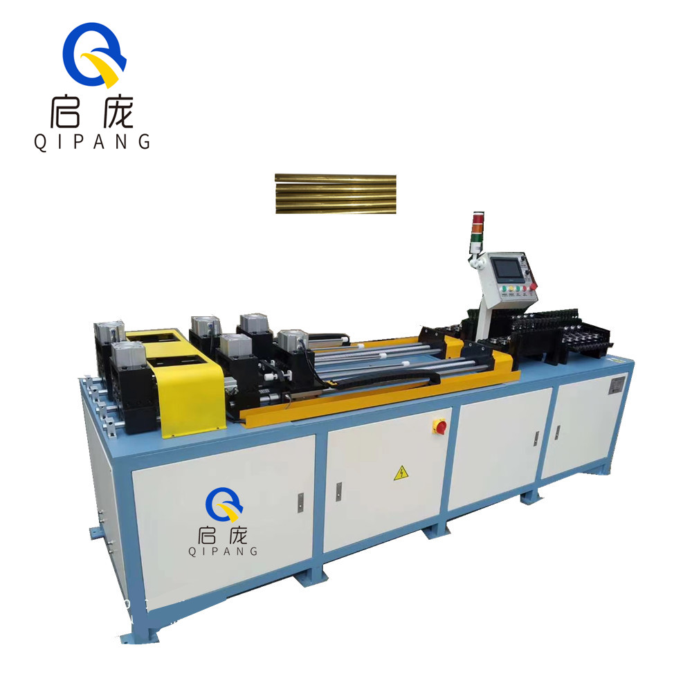 QIPANG tube pipe  straightener and cutting machine 4-20mm double-outlet copper pipe automatic cutting machine